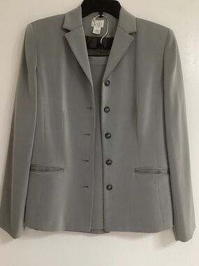 LOFT Gray Single-Breasted Blazer skirt suit